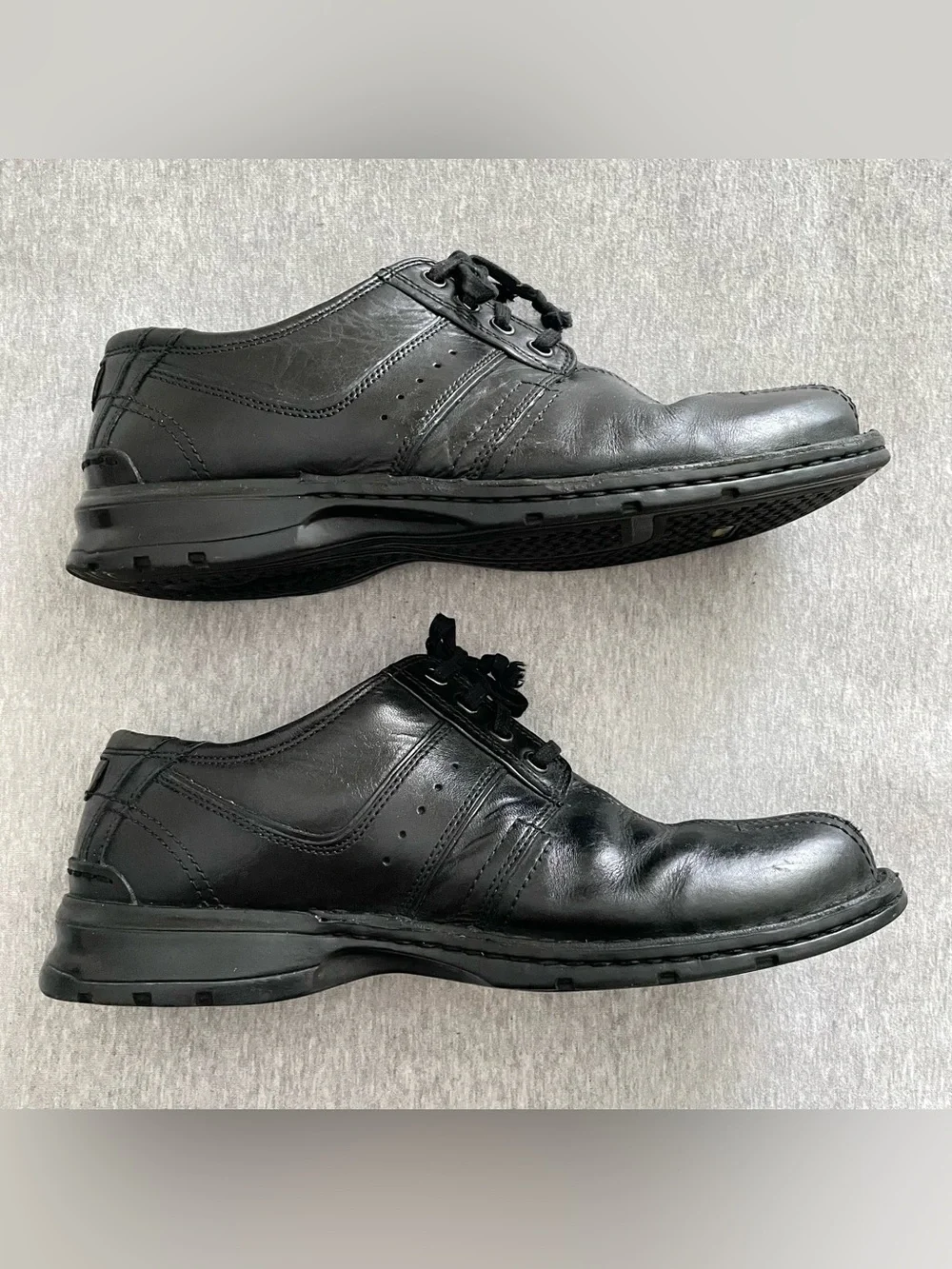 Clarks Men's Sz 10W Touraeg Black Leather Oxford Lace-Up Shoes 78051